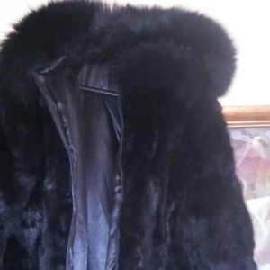 Fur jacket with hood
