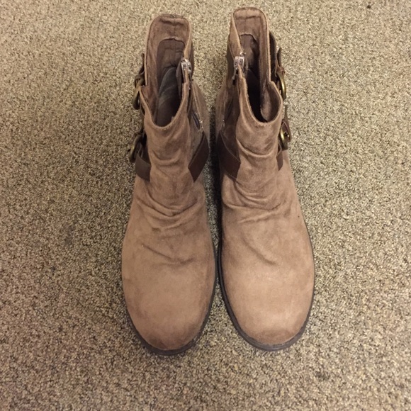 Brown ankle booties.