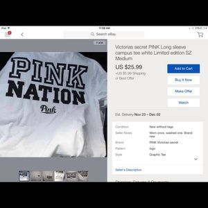 Limited edition Victoria's Secret white campus tee