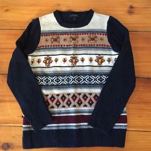 JCrew beaded Fairisle sweater size XS
