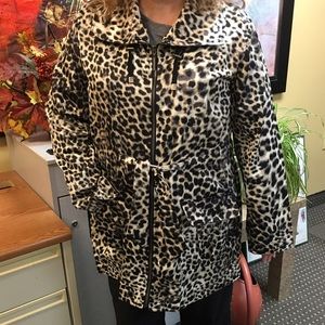 Dana Buchman Silk Leopard Mini Trench Coat