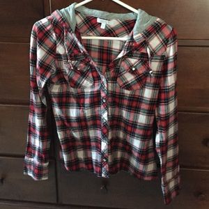 Red hooded flannel