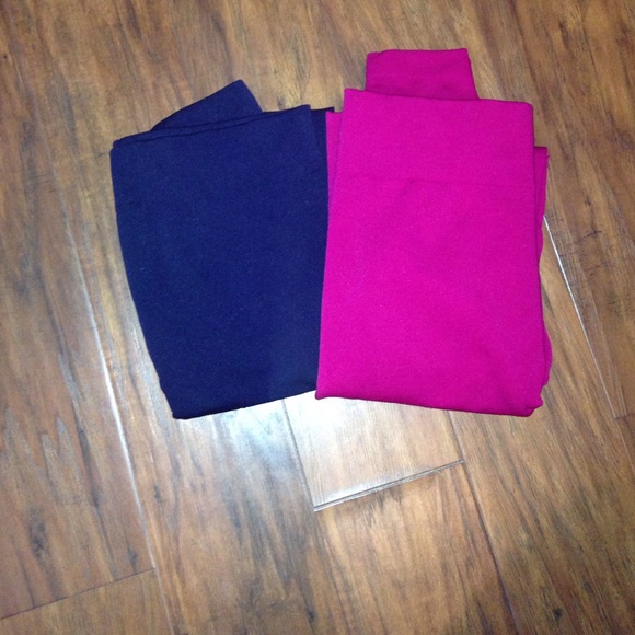 Navy blue & fuchsia fleece leggings