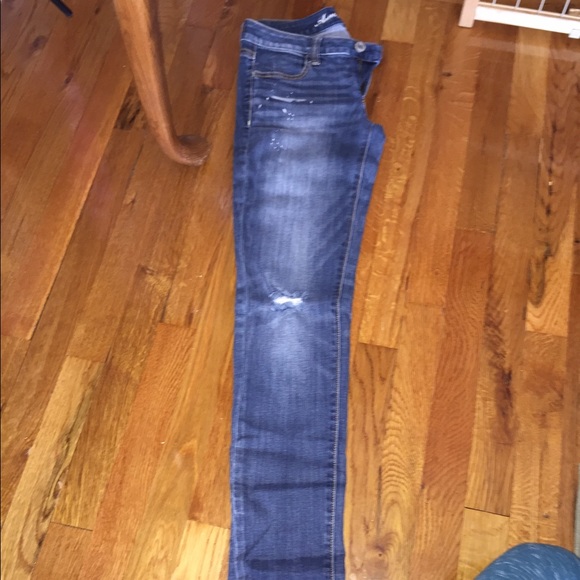 American eagle paint stained distressed jeggings