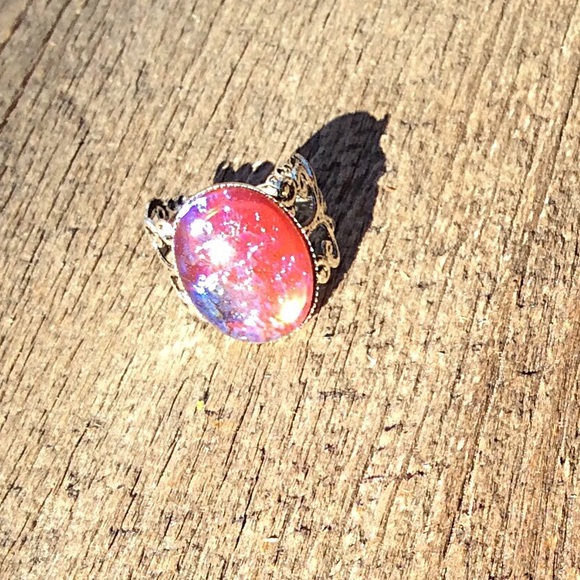 Handmade glass fire opal ring - Picture 4 of 4