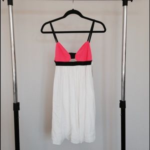 White and neon pink Millau low-back dress