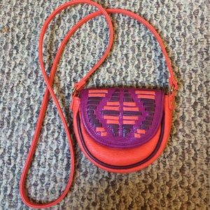 Orange, pink, magenta cross body purse