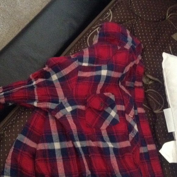Red. White and blue plaid long sleeve