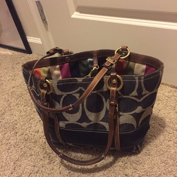 Denim Coach Tote/Shoulder Bag