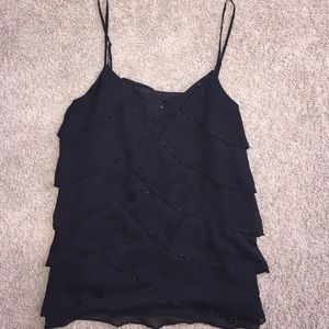 Lapis Ruffle Black Sequin Cami (XL) NEW