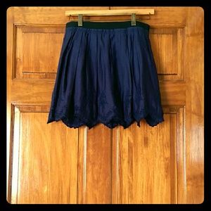 Navy Zara floral pattern miniskirt