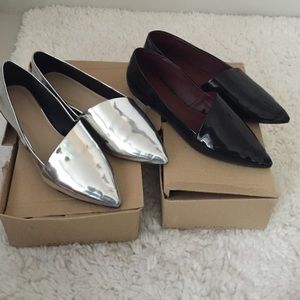 Zara Metallic and Black Patent Flats - 2 for 1