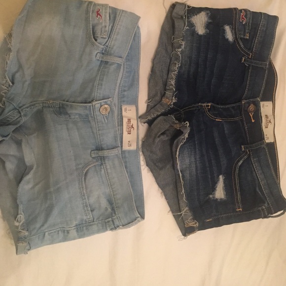 Hollister dark and light washed jean shorts