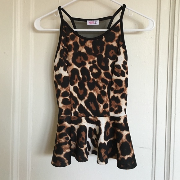 Cheetah peplum with a sheer racer back