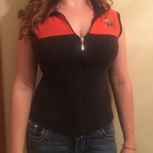 Harley Davidson sleeveless zip front top