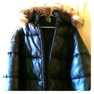 Leather bubble coat