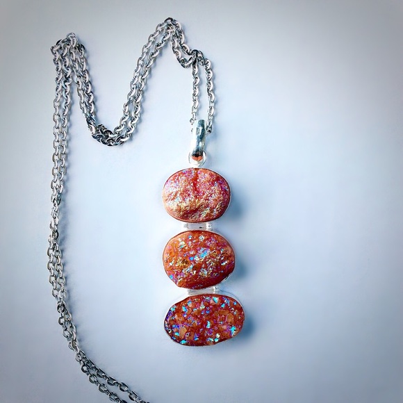 Sterling Silver Druzy Agate Pendant - Picture 2 of 4