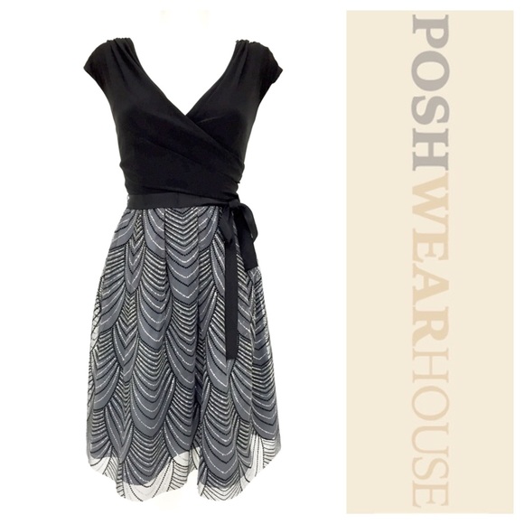 Dress Barn Dresses & Skirts - Black & Silver Fit & Flair Party Dress