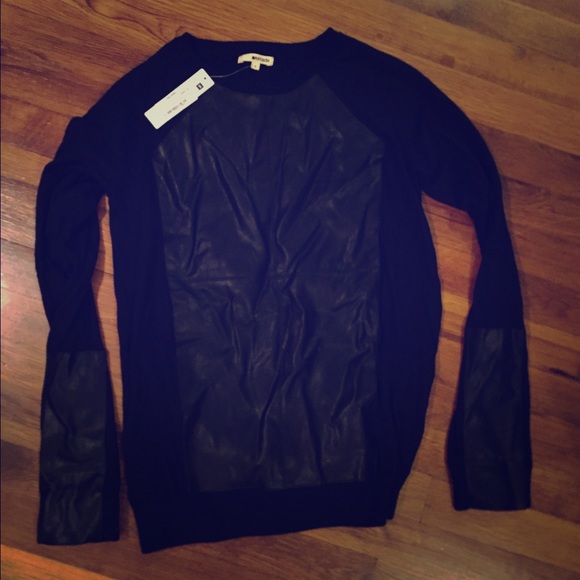 Vegan leather black sweater