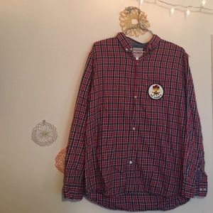 Vintage flannel with vintage "up your's" patch