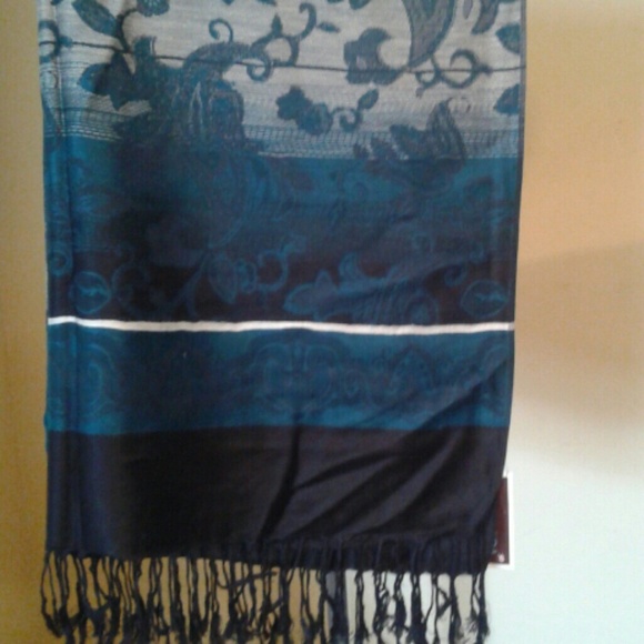 Teal green/ black scarf