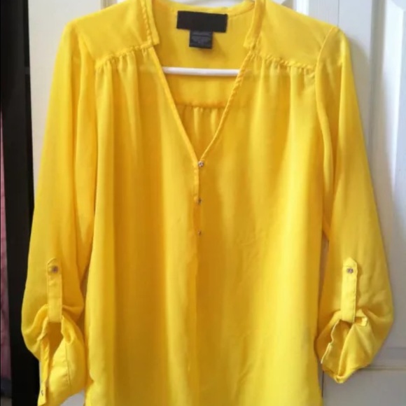Kardashian Kollection yellow blouse size xs