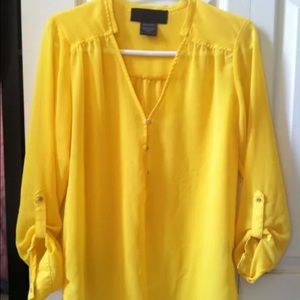 Kardashian Kollection yellow blouse size xs