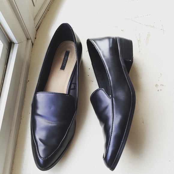 Black Faux Leather Loafers