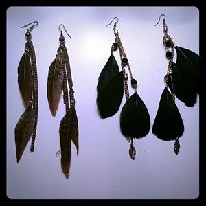 TWO pairs of feather Earrings
