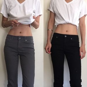 2 Pair Grey & Black Jeans Mid Rise Straight Leg