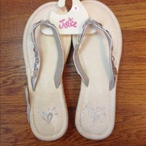 Silver Trim Embellished Flip Flop Sandals