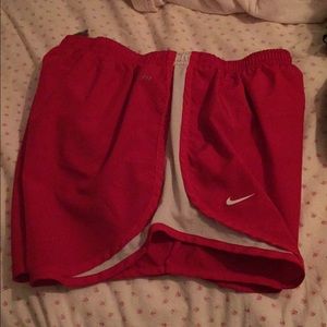 Red and White Nike Fit Shorts