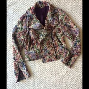 Free People Floral Moto Jacket