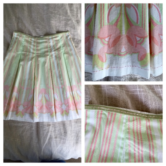 Elie Tahari Pink and Green Skirt Size 2