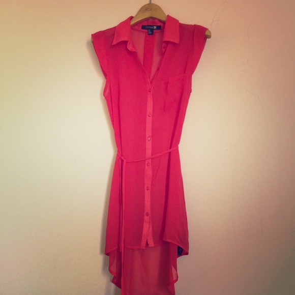 Bright Pink Red High Low Dress