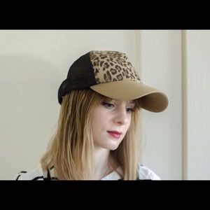 Betsey Johnson cheetah print ball cap