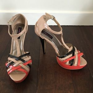 Beautiful T-strap stiletto sandals. Worn once!