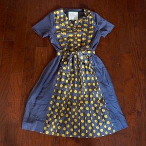 Silky Grey Dress with Yellow Polka Dots