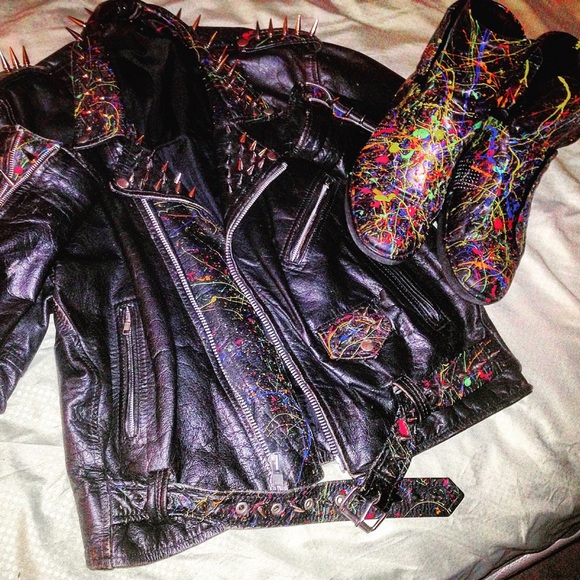 Vintage Leather Perfecto Splattered Jacket