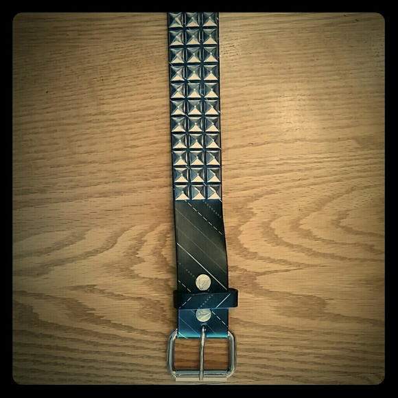 Black leather studded belt