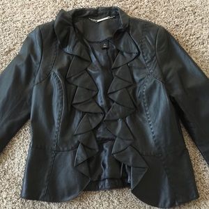 Black leather fitted jacket size s