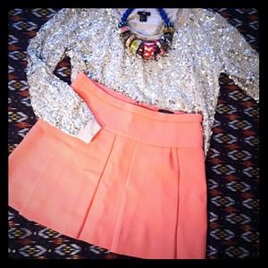 J.Crew Bright Pink Pleated Mini Skirt. Size 10