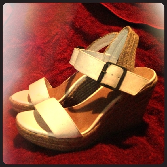Cute white and tan wedges!