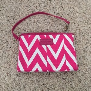 Cole Haan pink chevron wristlet