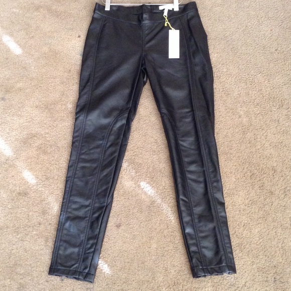 Faux leather fitted pants