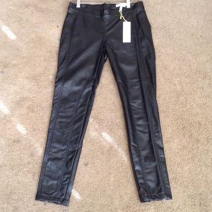 Faux leather fitted pants