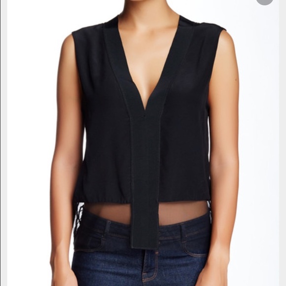 Effiace mesh hem 100% silk shirt