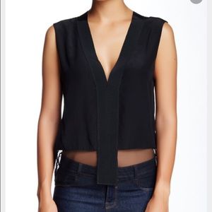 Effiace mesh hem 100% silk shirt