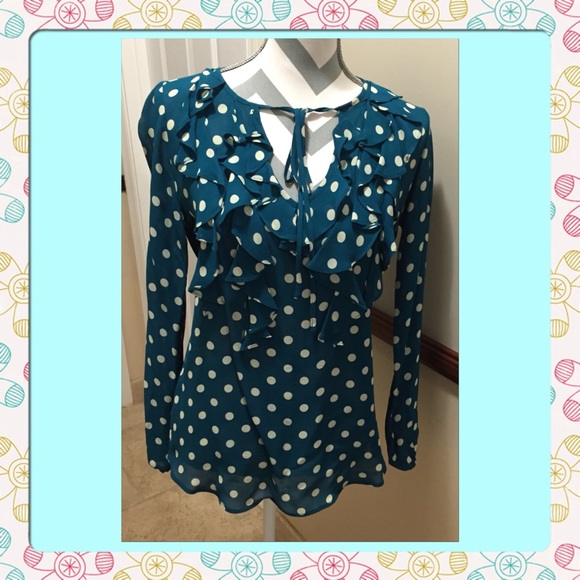 Karen Kane - Teal/Aqua Polka Dot Top