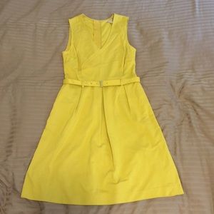 Mustard Yellow Fit and Flare Belted Dress